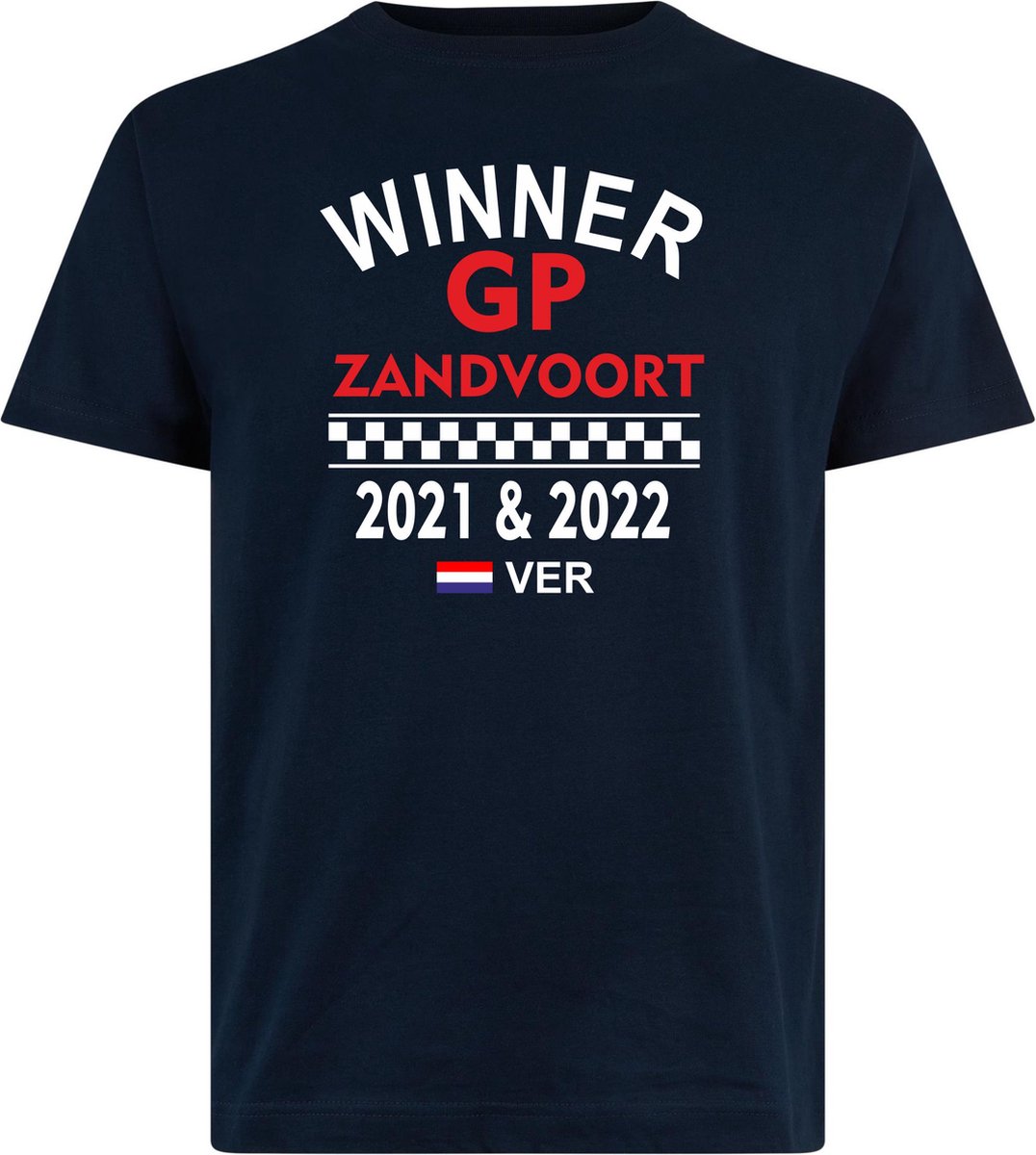 T-shirt Winner GP Zandvoort 21/22 | Max Verstappen / Red Bull Racing / Formule 1 Fan | Winnaar Zandvoort | Navy | maat XXL